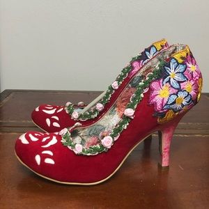 Irregular Choice Red Floral Valentine Pumps